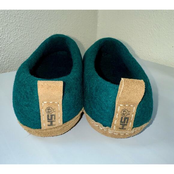 New Haussimple Felted Wool Suede Sole Slipper Sz 9 House Shoe Mule Jade Green - Picture 6 of 10